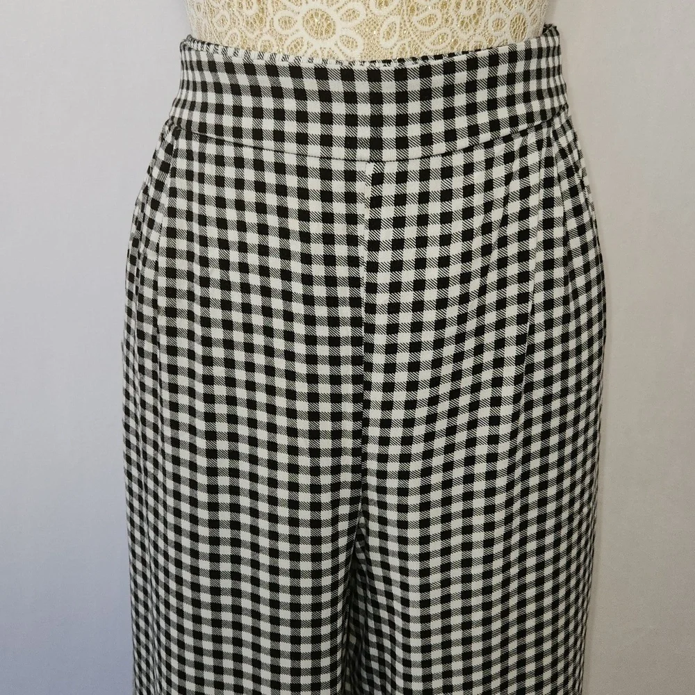 Torrid 4X Black White Gingham Print Wide Leg Elastic Back Pockets Cropped Pants